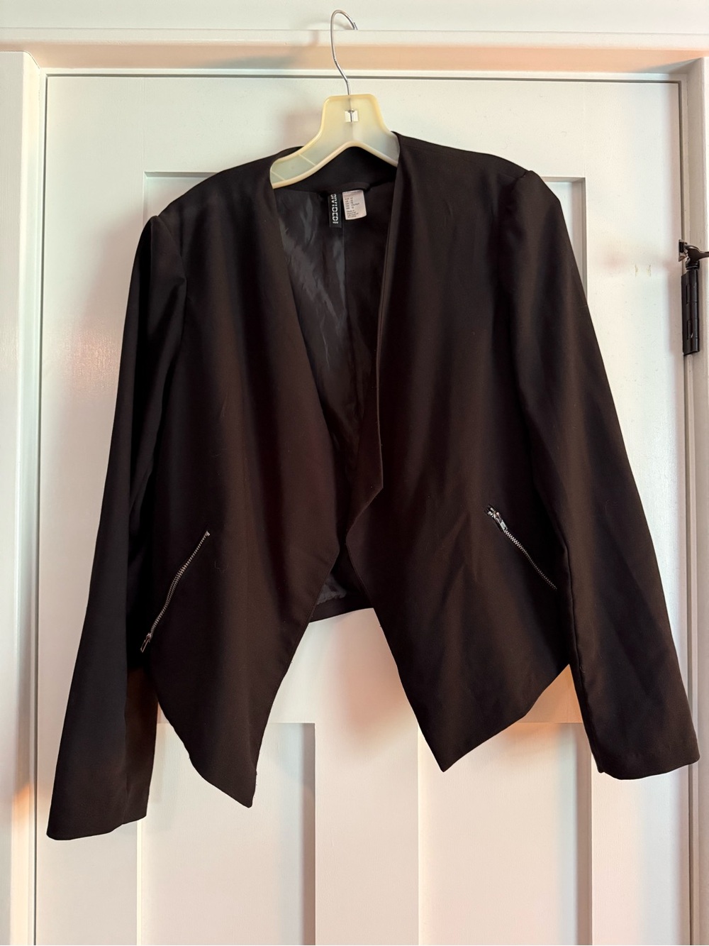 H&M Black Open-Front Waterfall Blazer Jacket